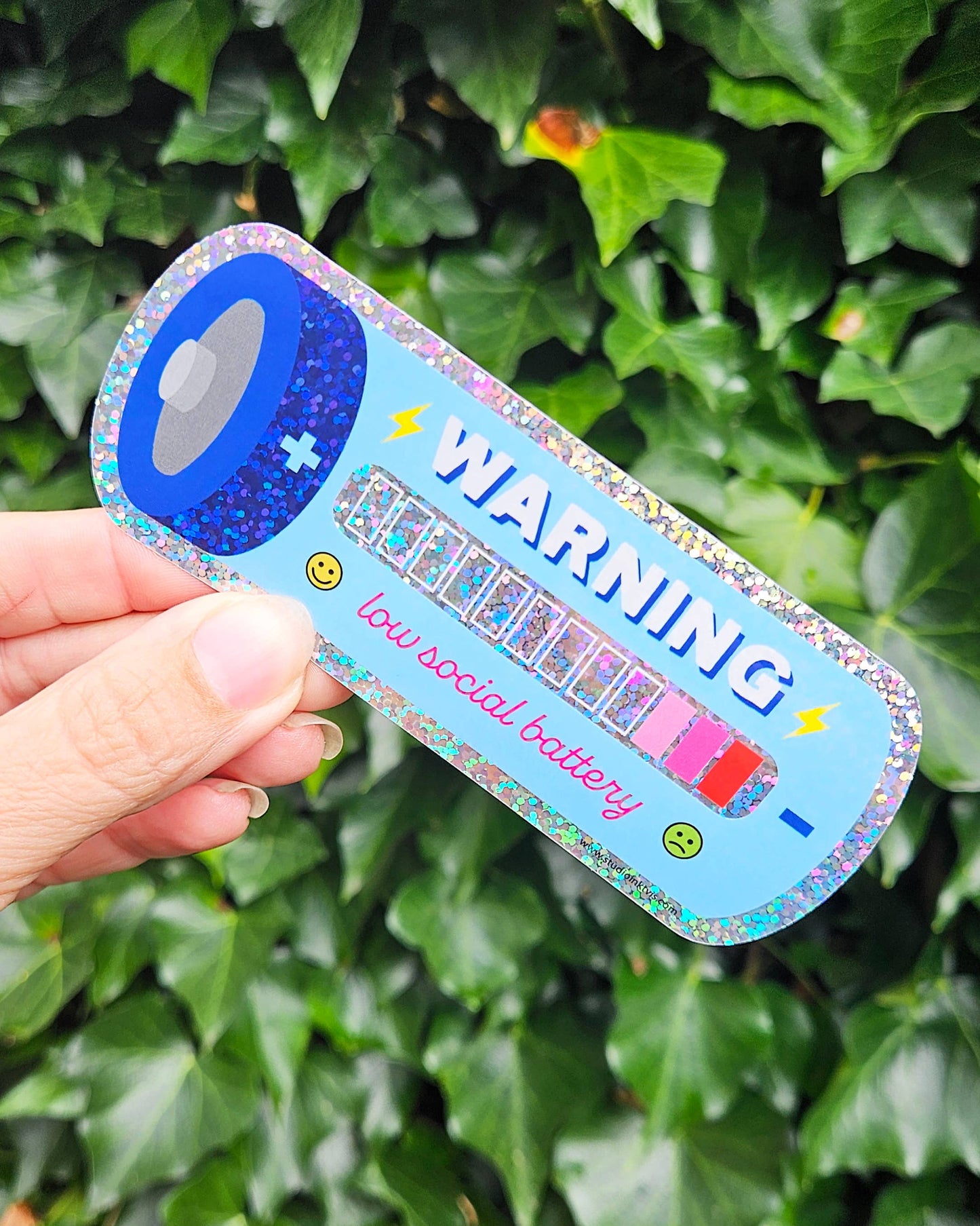 Glitzer Sticker- Niedriger sozialer Batteriestand