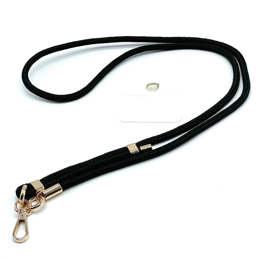 Handykette lang Schwarz gold