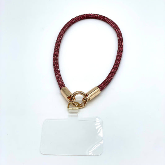 Handykette kurz Glitzer Weinrot