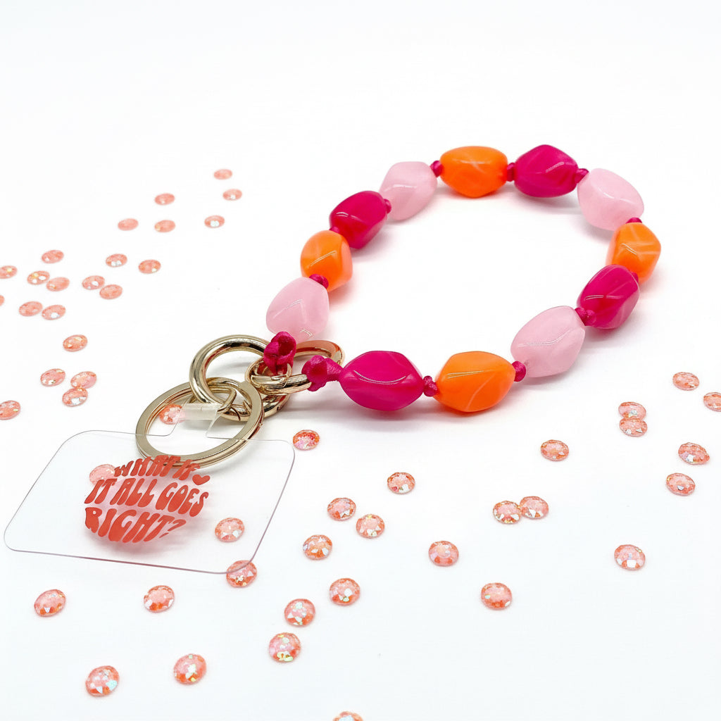 Handykette kurz Bunte Steine Orange Pink Rosa 3in1 Verlängerung