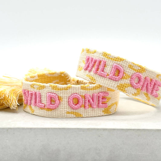WILD ONE Statement Armband gewebt, bestickt