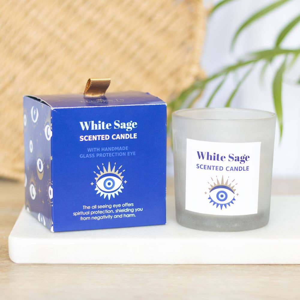 All Seeing Eye White Sage Kristallsplitter-Schutzkerze