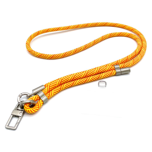 Handykette lang gelb gemustert silber