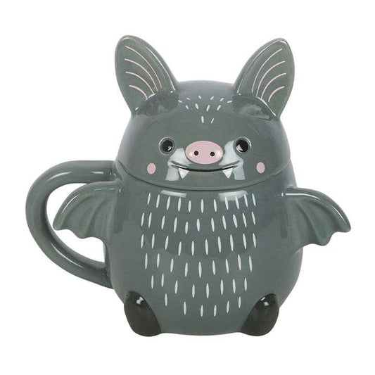 Niedliche Fledermaus-Halloween-Tasse mit Deckel