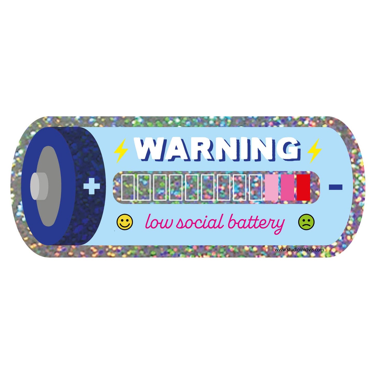Glitzer Sticker- Niedriger sozialer Batteriestand