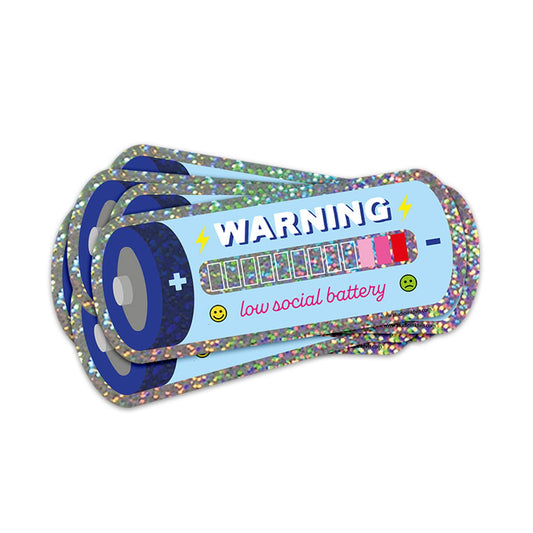 Glitzer Sticker- Niedriger sozialer Batteriestand