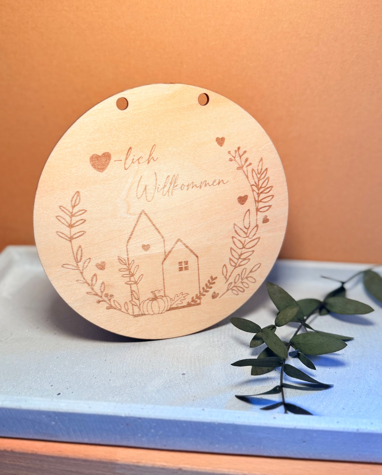 Holzschild Willkommen / personalisierbar