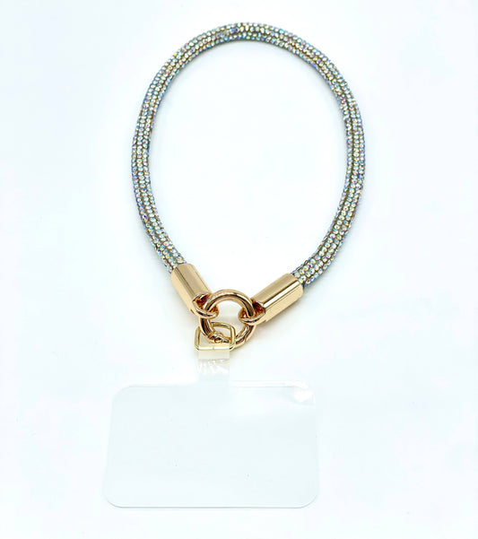 Handykette kurz Glitzer Multi Silber