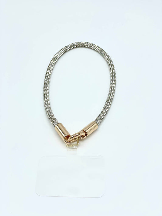 Handykette kurz Glitzer Silber