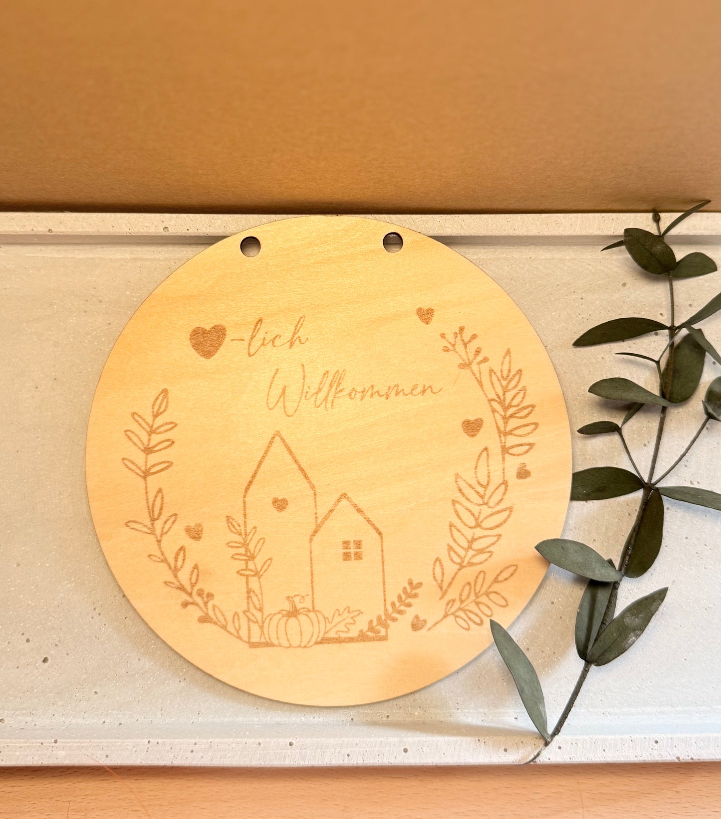 Holzschild Willkommen / personalisierbar