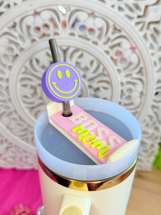 😄 Strohhalm-Topper „Smiley“ lila