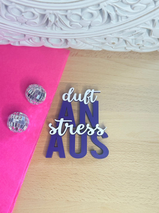 Duft an – Stress aus | 3D-Druck Deko-Schild Lila & Pink