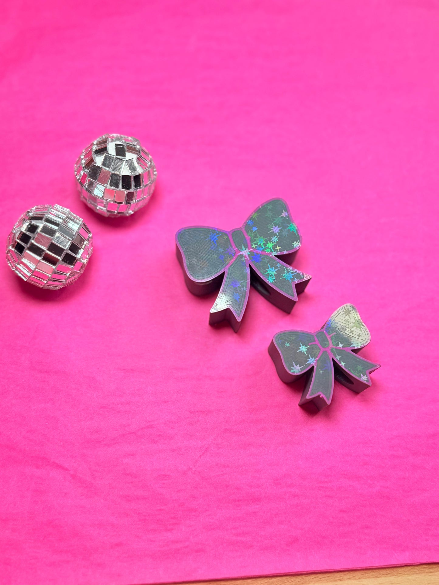 Strohhalm-Schmuck „Glitzer-Schleifen“ – 2er-Set