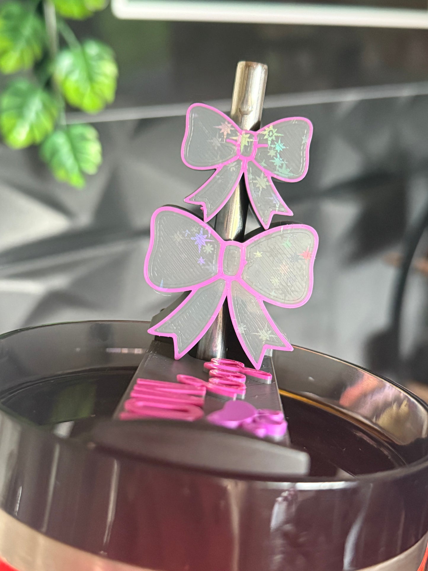 Strohhalm-Schmuck „Glitzer-Schleifen“ – 2er-Set