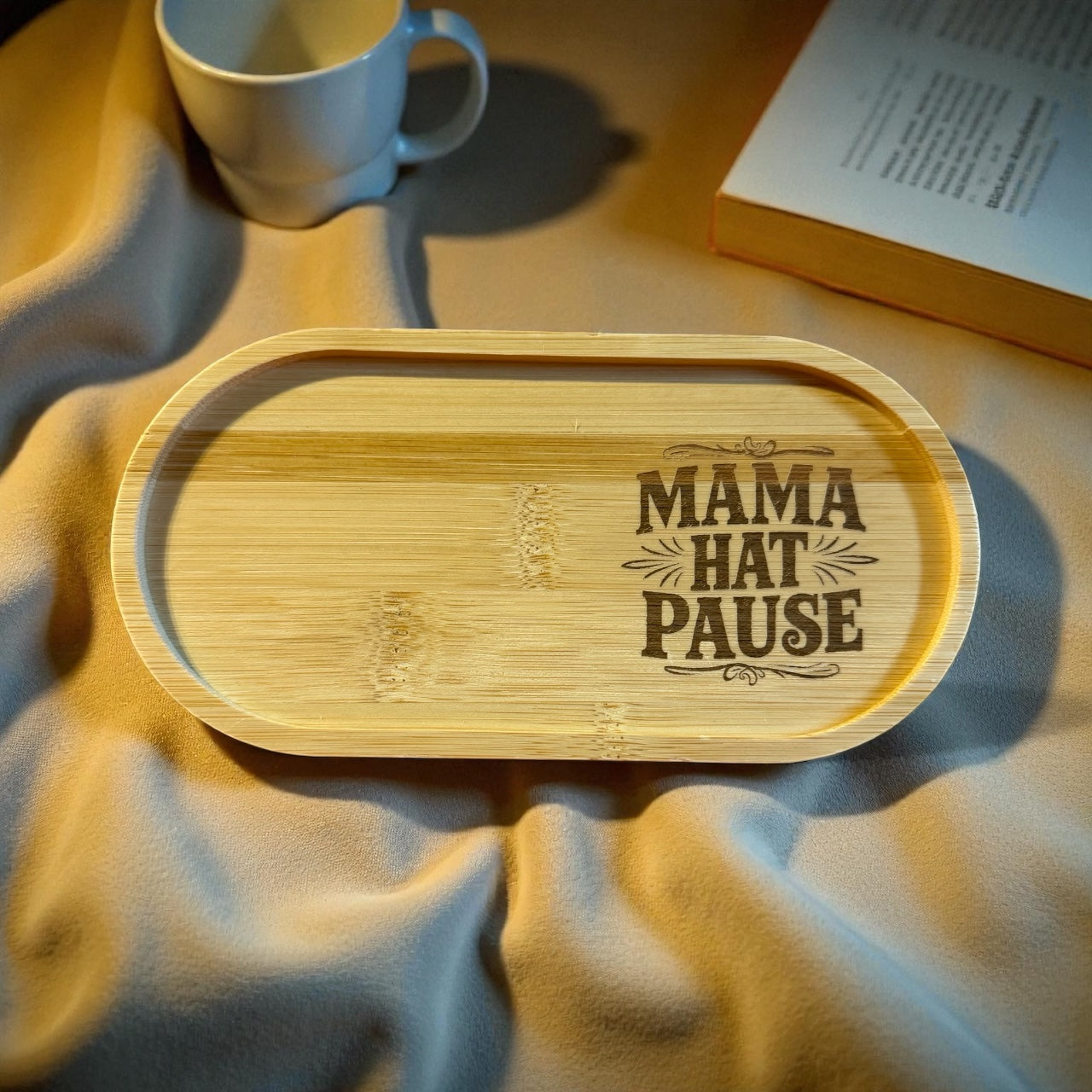 Bambus-Tablett Mama hat Pause