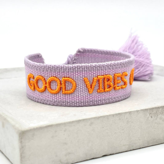 GOOD VIBES ONLY Statement Armband gewebt, bestickt