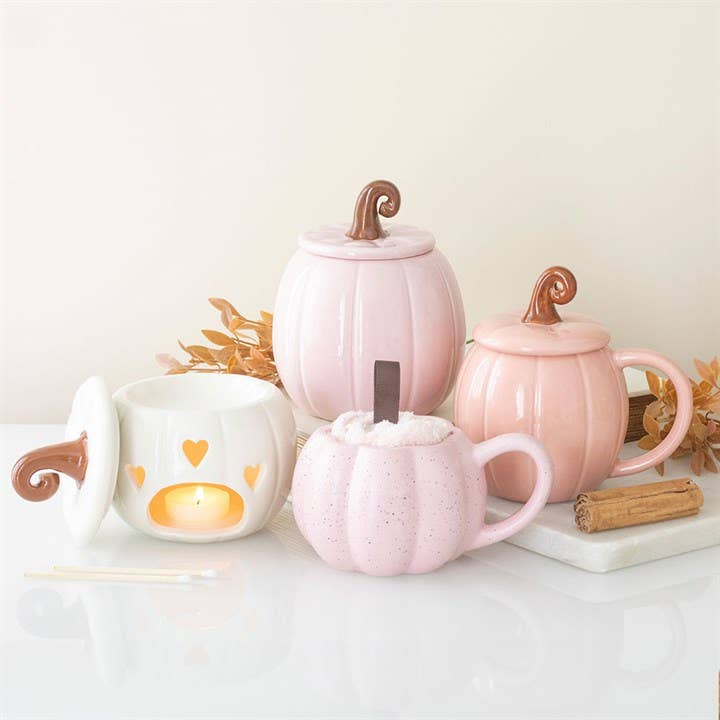 Rosa Kürbis Herbstset: Tasse und Socken