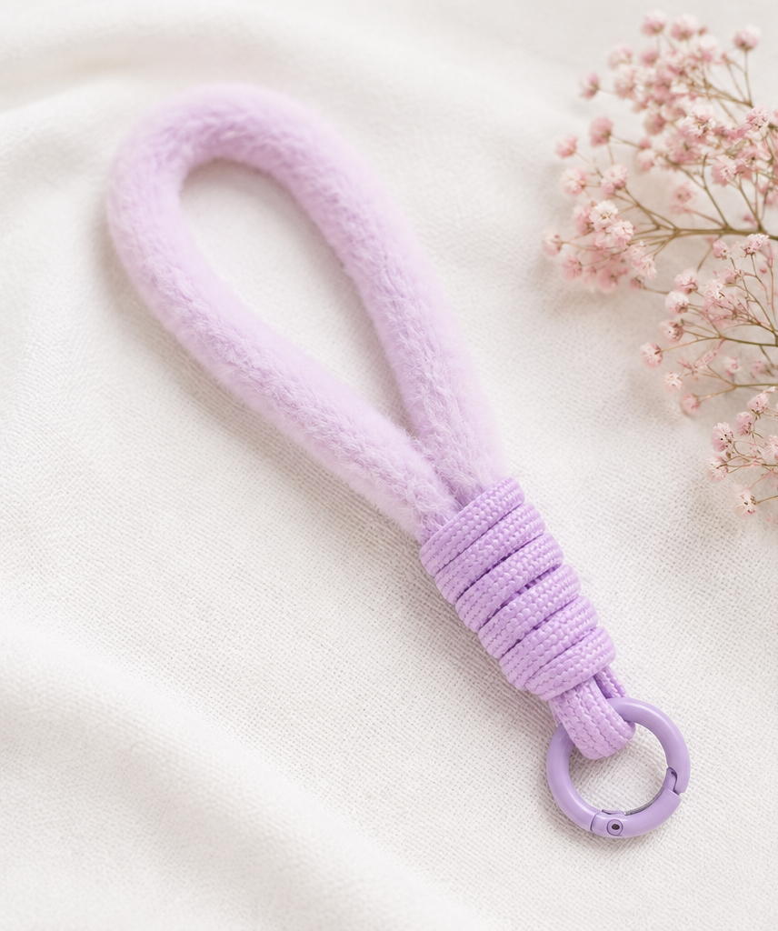 Trendy Segeltau-Handykette Plüsch – Pastel Lilac