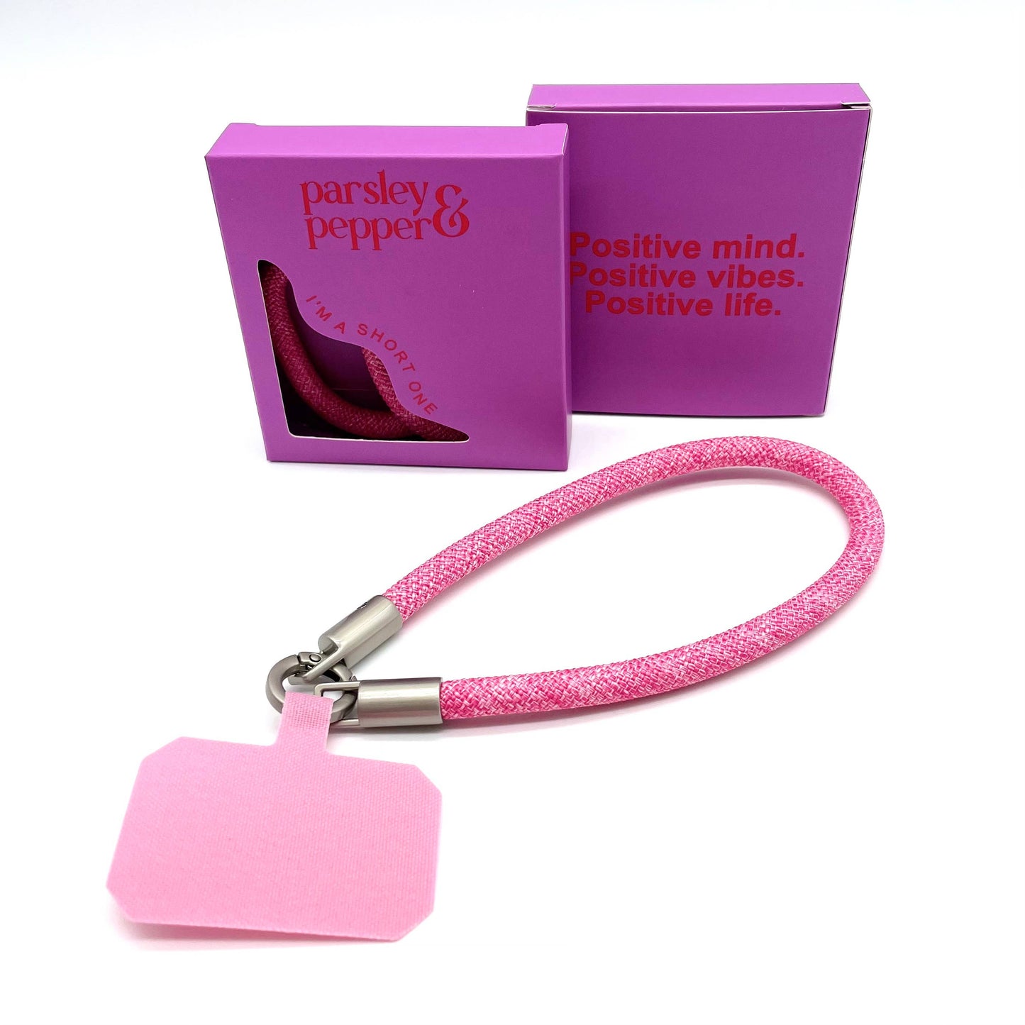 Handykette kurz pink muster silber  3in1 Verlängerung