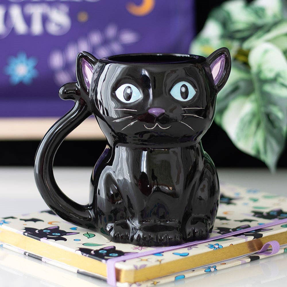 Niedliche und gruselige gotische schwarze Katzen Halloween-Tasse