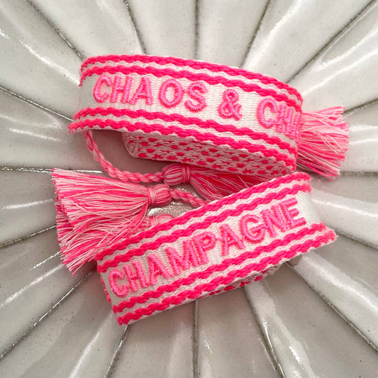CHAOS & CHAMPAGNE Statement Armband gewebt, bestickt