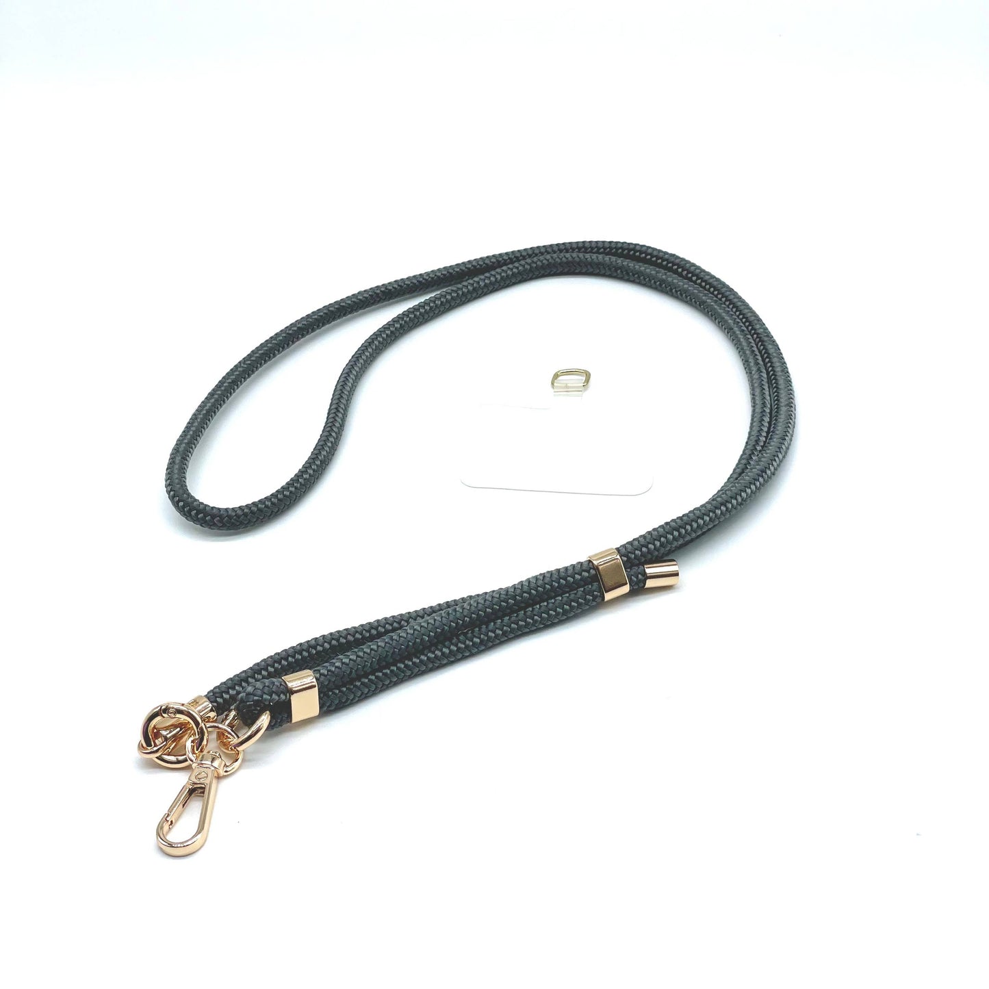 Handykette lang dunkelgrau gold