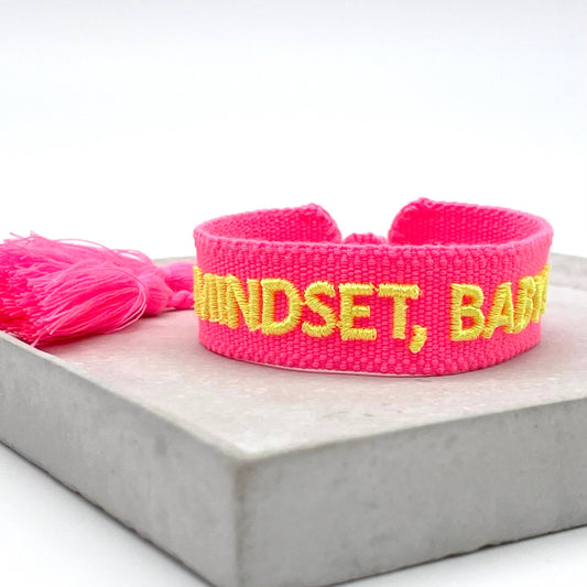 MINDSET, BABY!  Statement Armband gewebt, bestickt