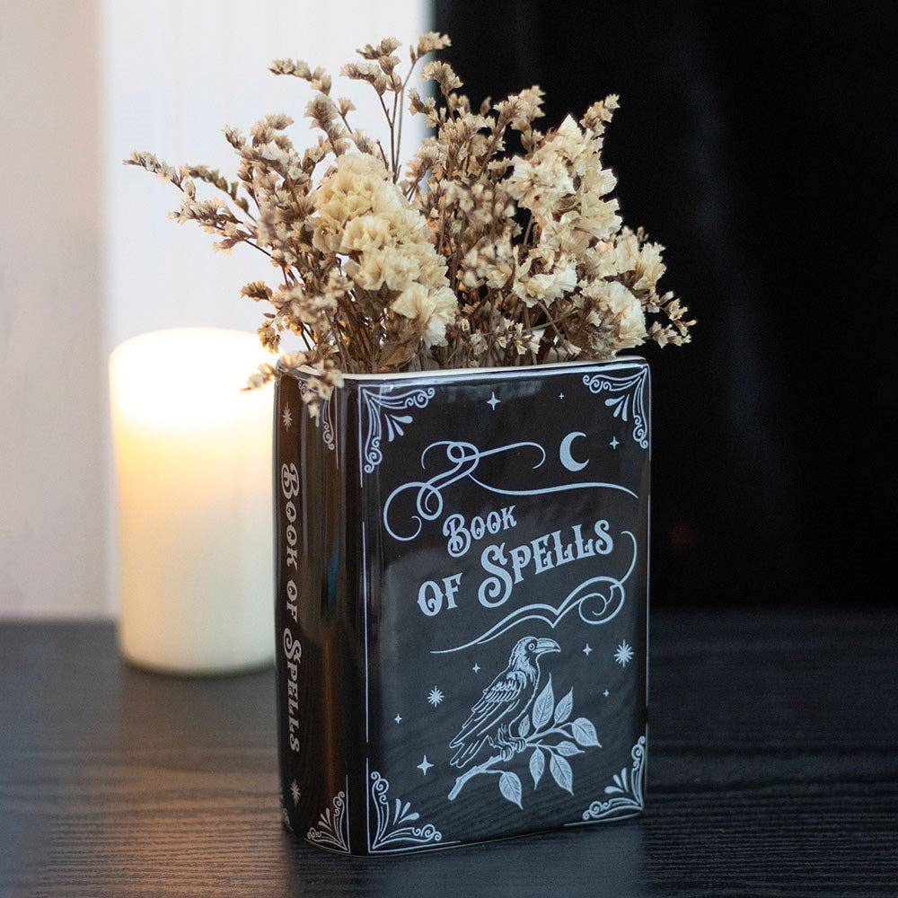 Buch der Zaubersprüche – gotische Halloween-Vase in Buchform
