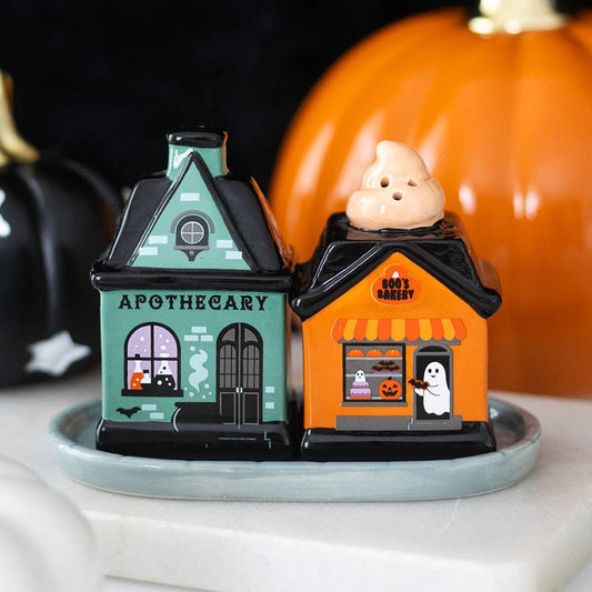 Spukstraße Halloween-Haus Salz- und Pfefferstreuer