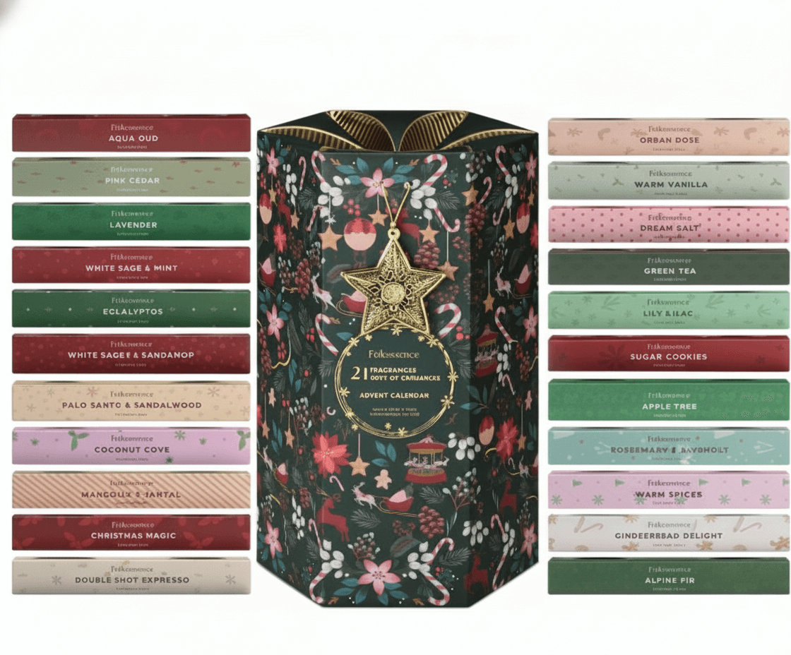 Adventskalender mit 240 Räucherstäbchen – 24 festliche Düfte