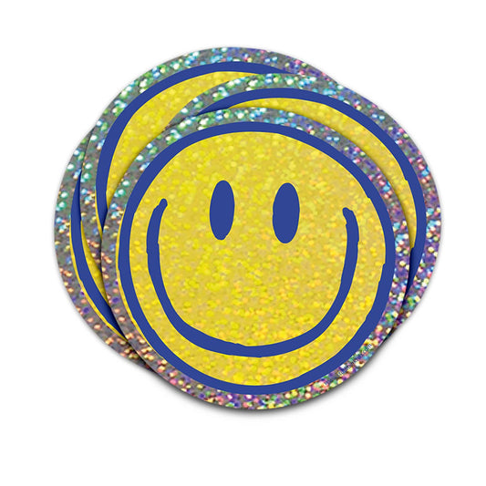 Glitzer-Sticker Smiley — Strahlende Stimmung und Positivität