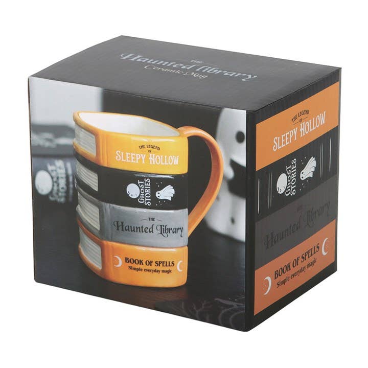 Die verfluchte Bibliotheks-Buchstapel-Halloween-Tasse