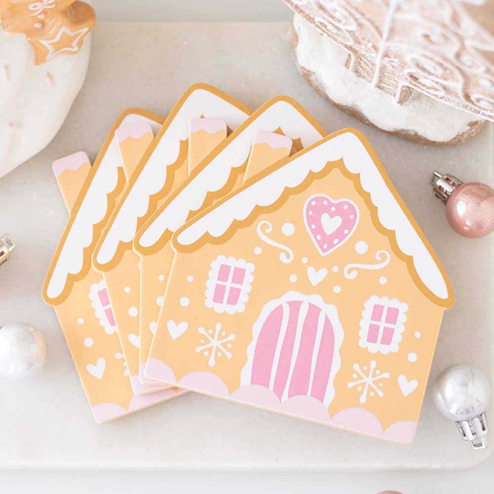 Set mit Lebkuchenhaus-Weihnachtsuntersetzern