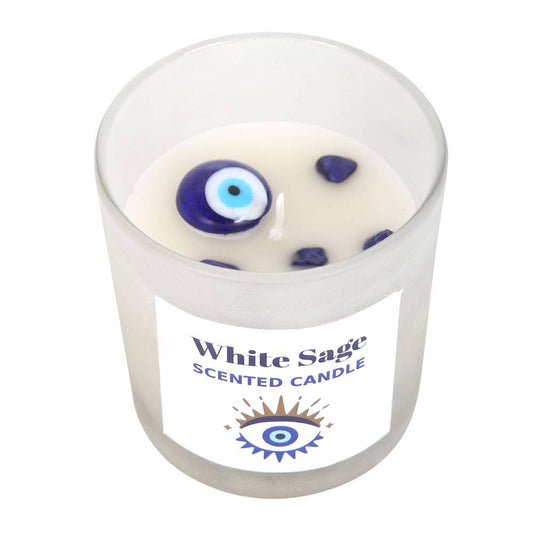 All Seeing Eye White Sage Kristallsplitter-Schutzkerze