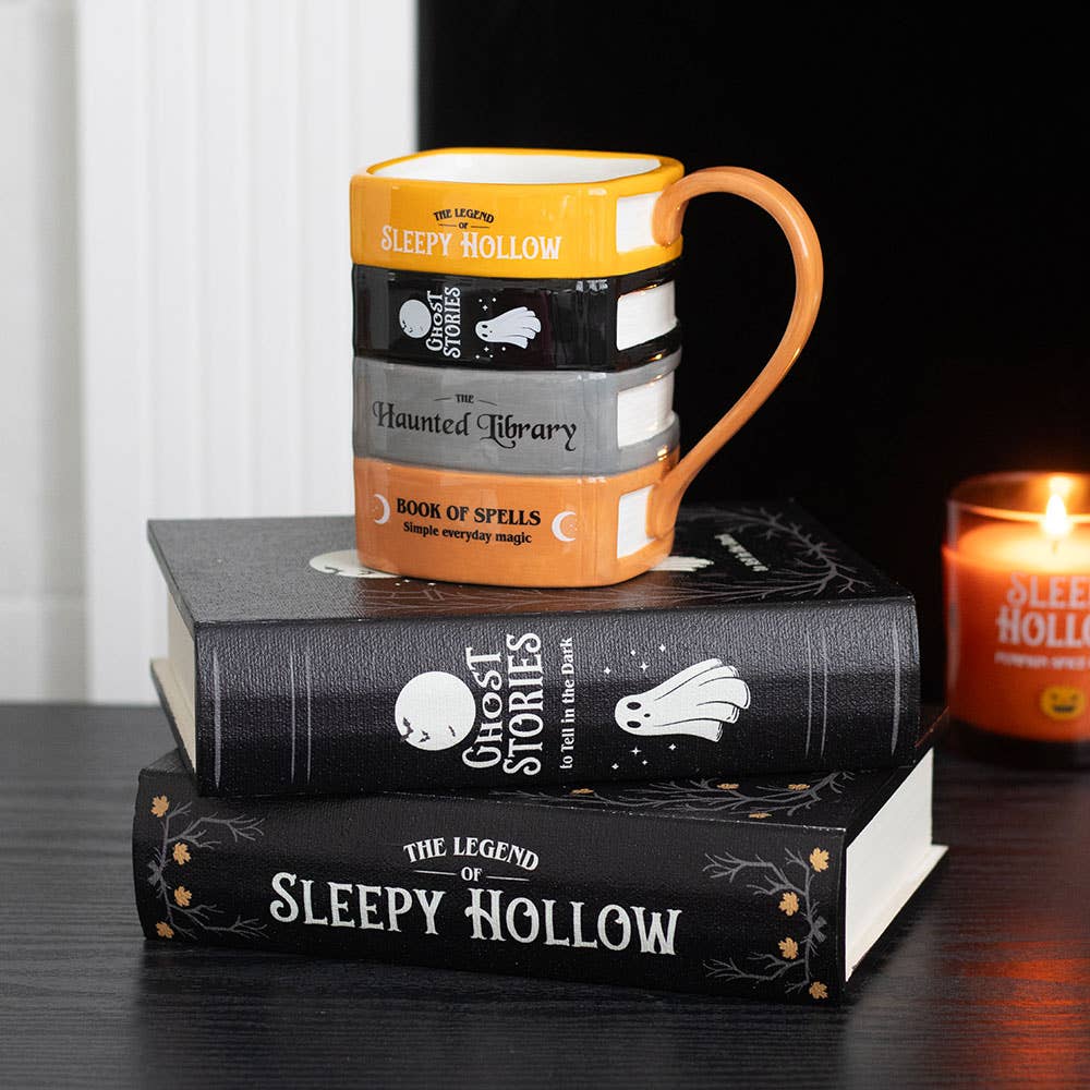 Die verfluchte Bibliotheks-Buchstapel-Halloween-Tasse