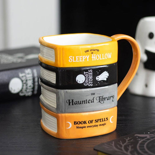 Die verfluchte Bibliotheks-Buchstapel-Halloween-Tasse