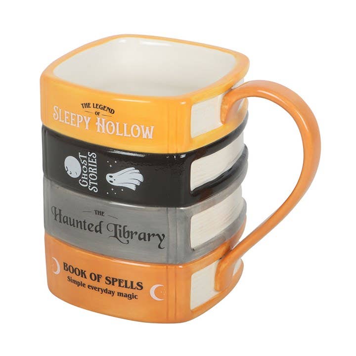 Die verfluchte Bibliotheks-Buchstapel-Halloween-Tasse