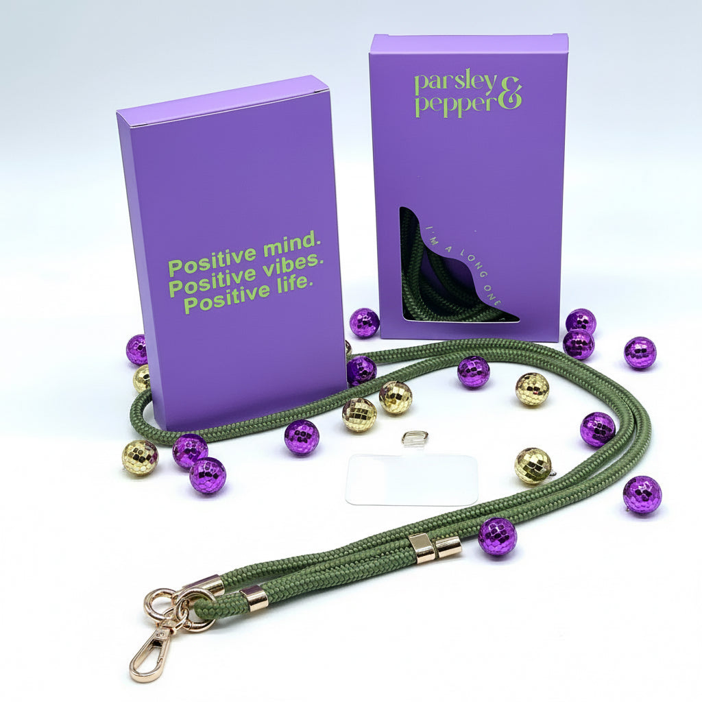 Handykette lang olive gold