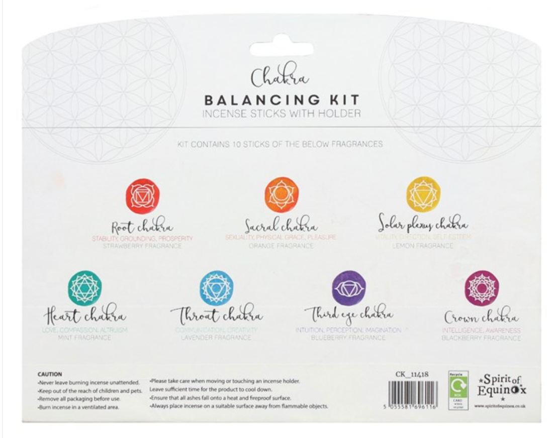Chakra-Räucherstäbchen-Set – 7 Düfte & 70 Räucherstäbchen inklusive Holzhalter