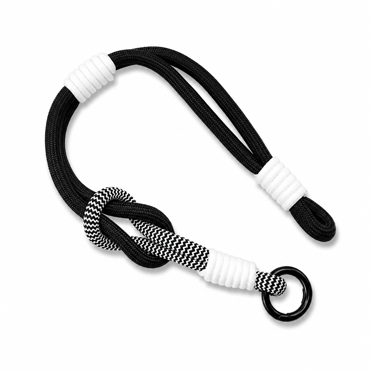 Trendy Segeltau-Handykette – Black and White