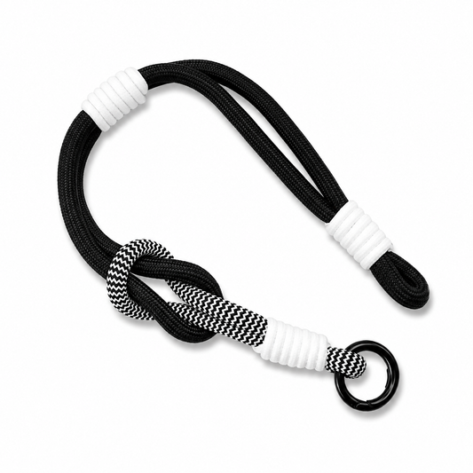 Trendy Segeltau-Handykette – Black and White