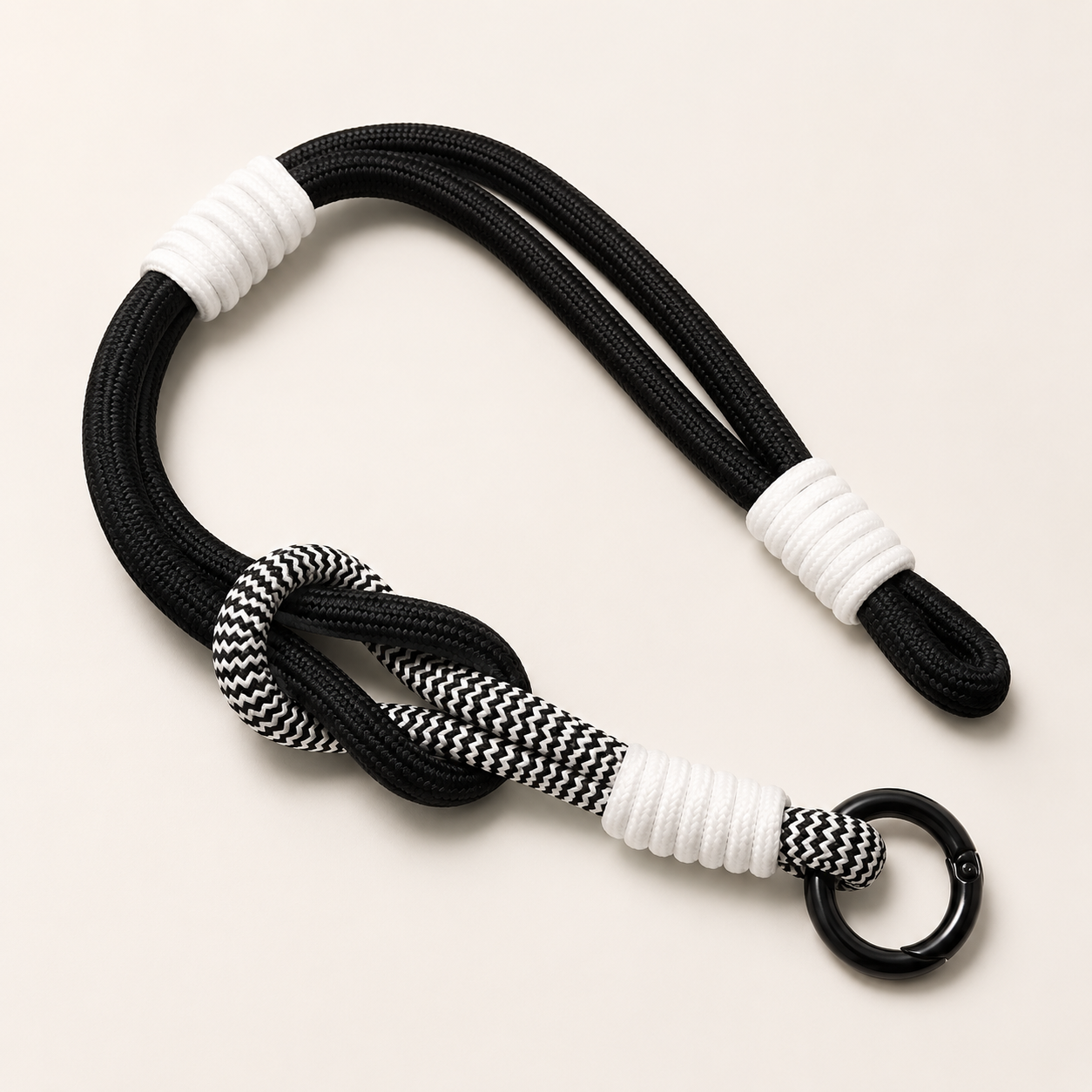 Trendy Segeltau-Handykette – Black and White