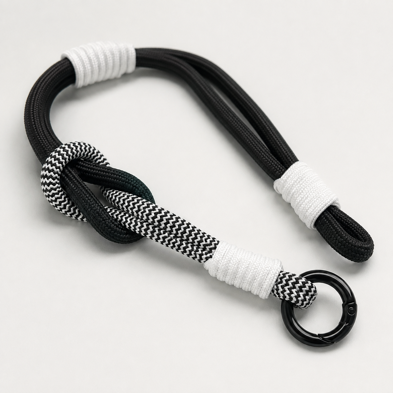 Trendy Segeltau-Handykette – Black and White