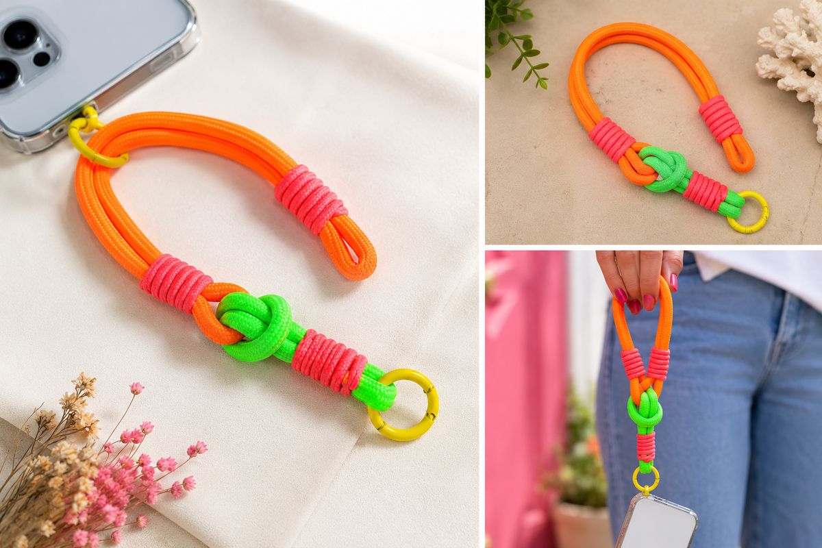 Trendy Segeltau-Handykette – Neon Orange