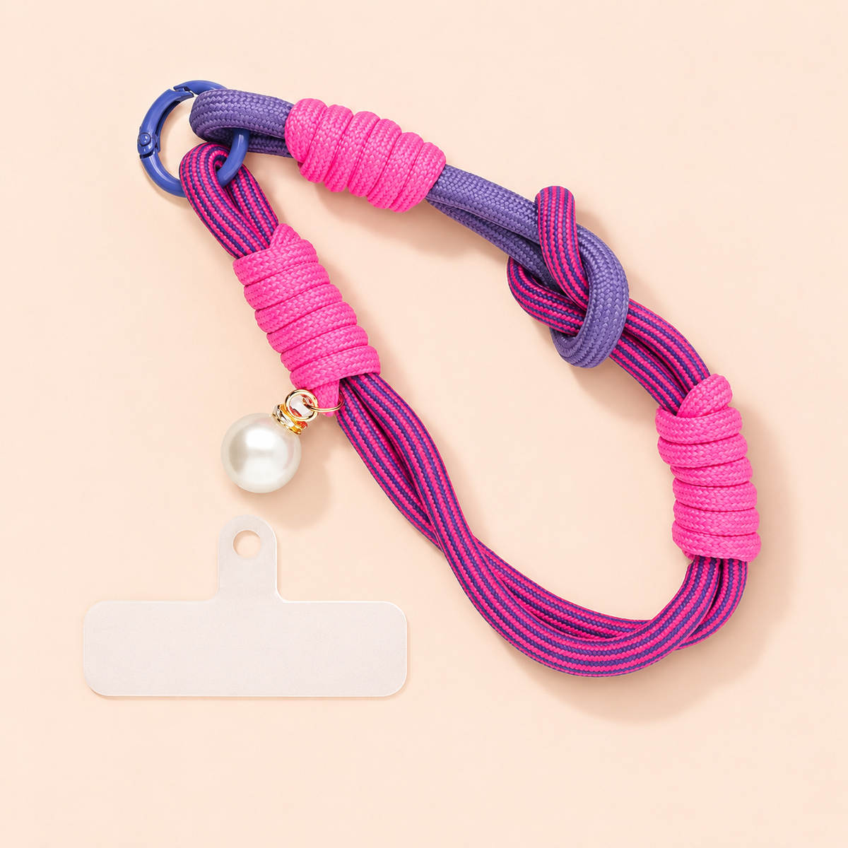 Trendy Segeltau-Handykette mit Perle Pink, Lila
