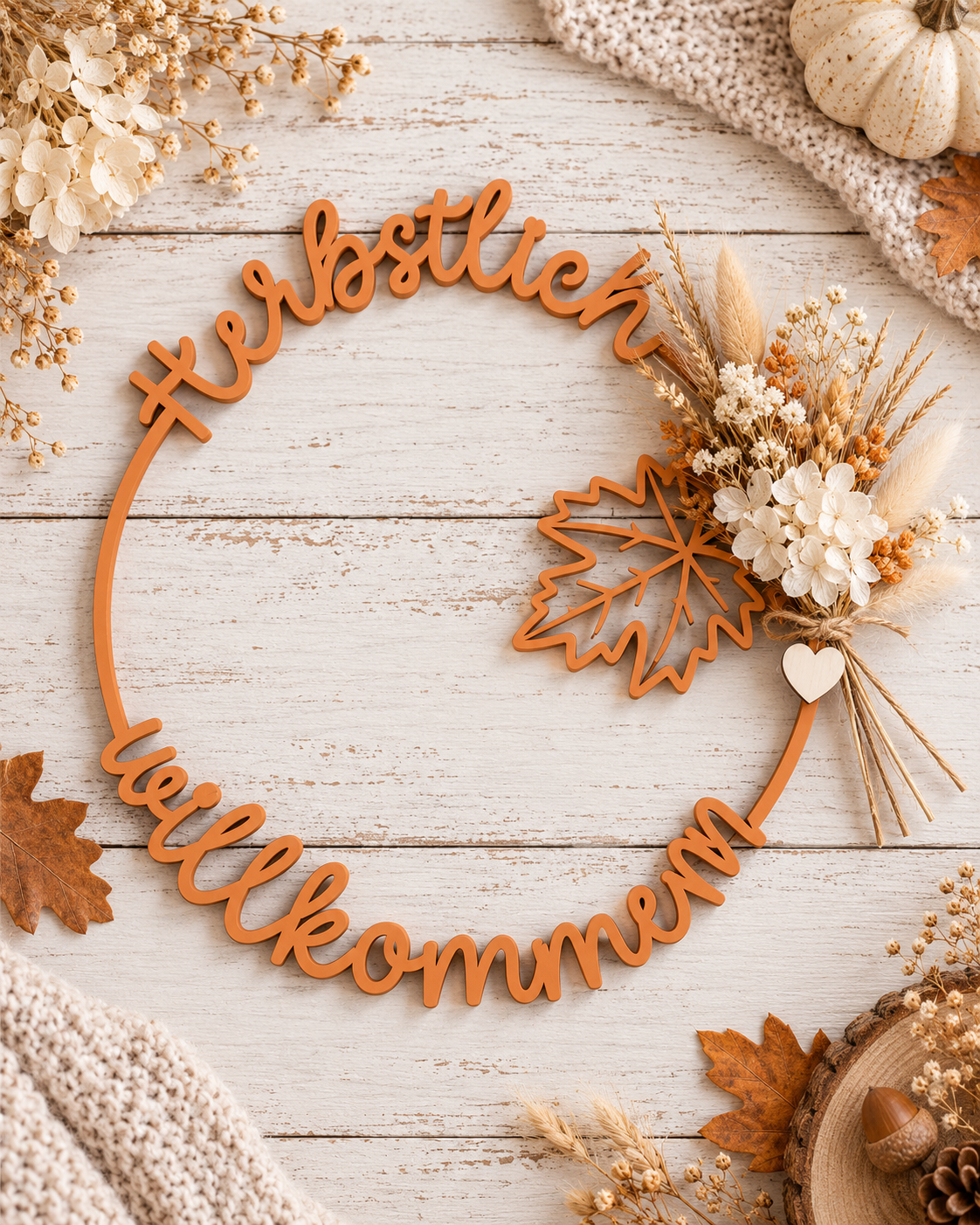 Herbstlicher Willkommen-Hoop in Wunschfarbe