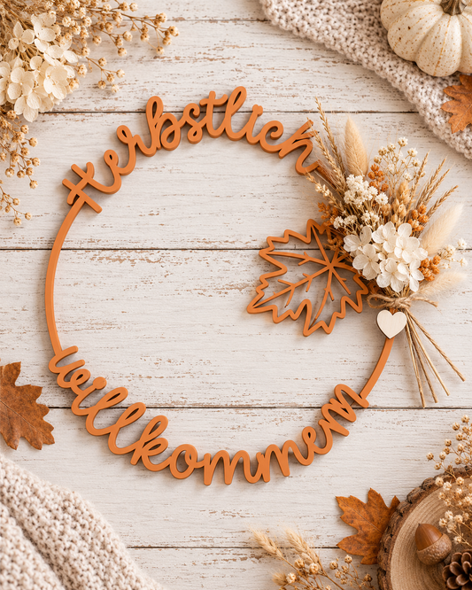 Herbstlicher Willkommen-Hoop in Wunschfarbe