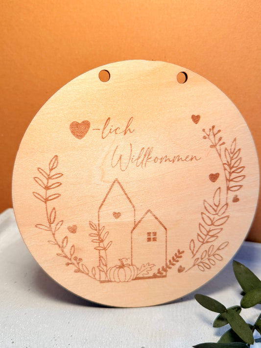 Holzschild Willkommen / personalisierbar