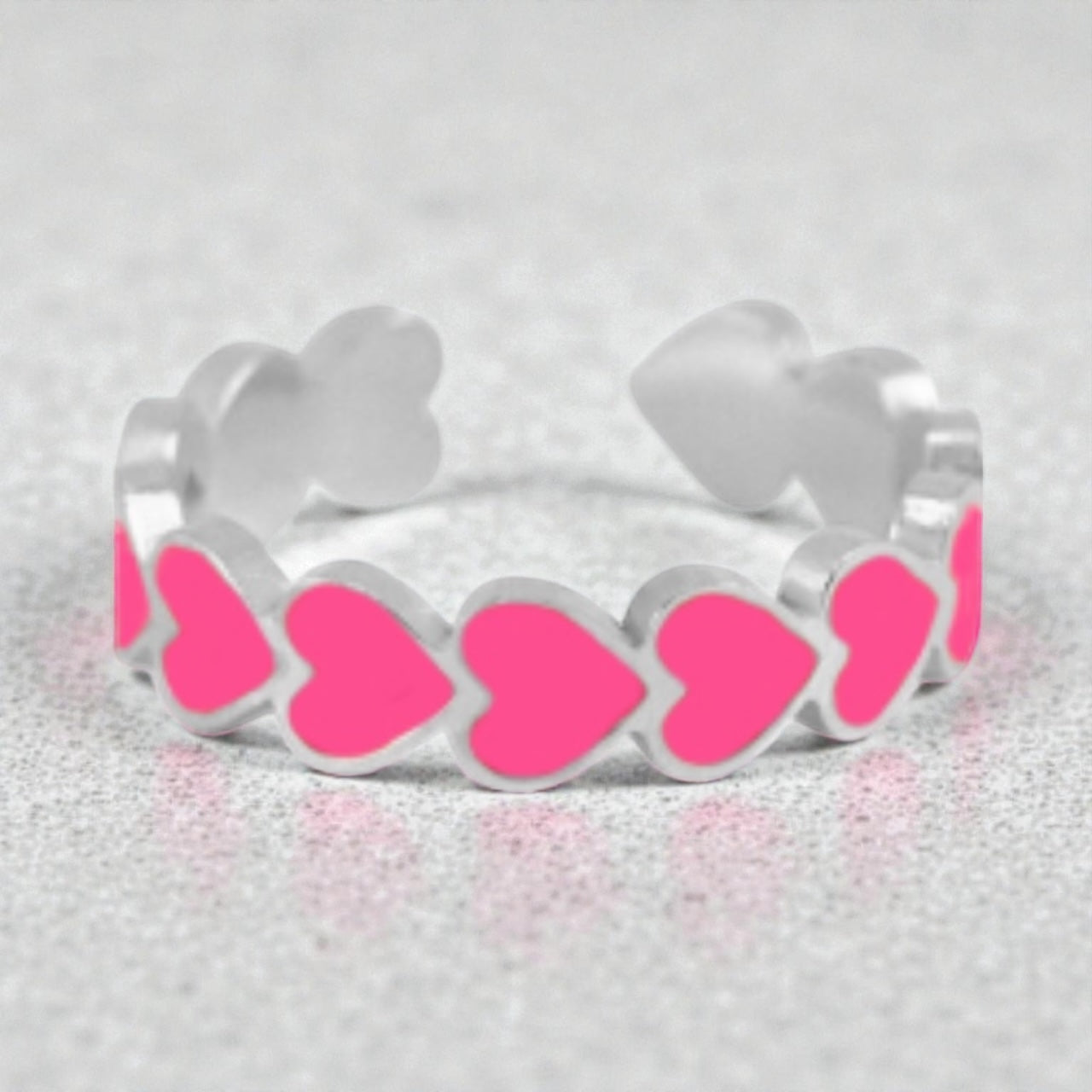 Neon Herz Ring Silberfarben
