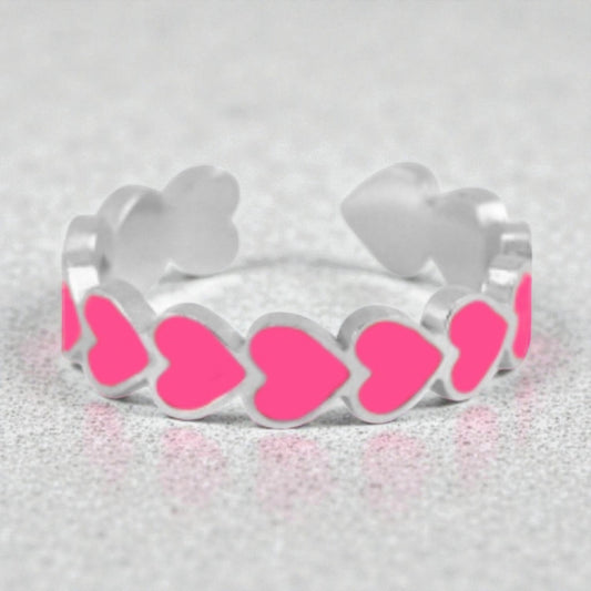 Neon Herz Ring Silberfarben